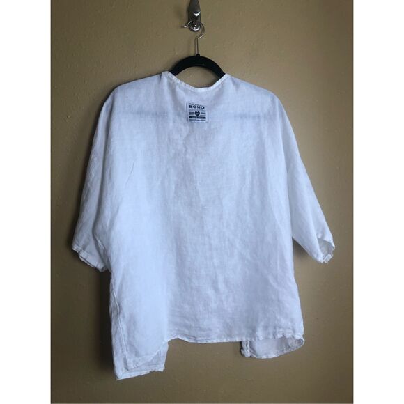 ITALIAN Boho Style 100 Lino Hippie Linen Jacket One size - Picture 4 of 13